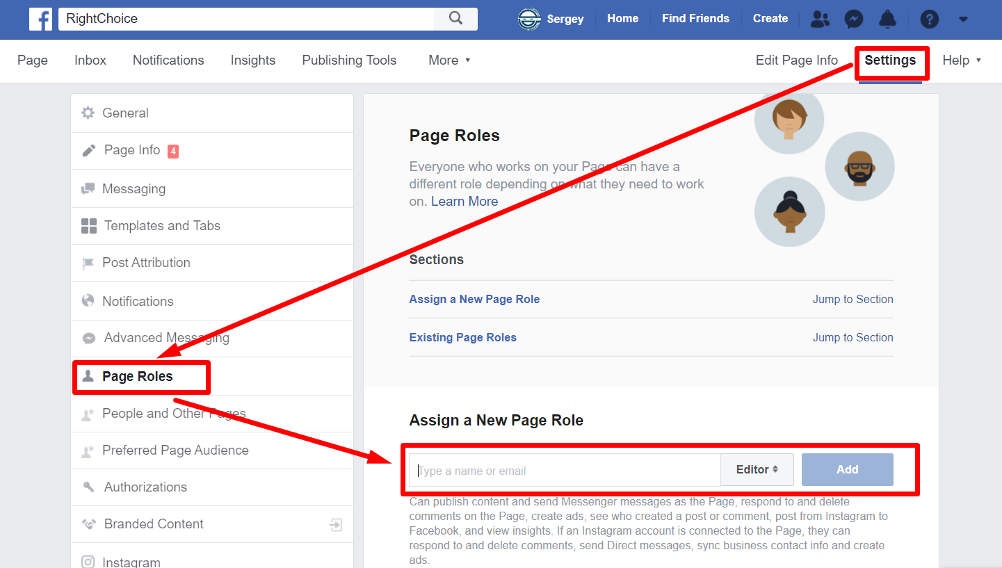 Facebook Business Page roles