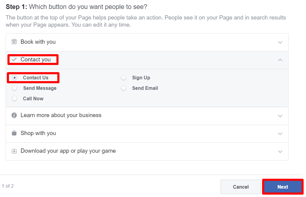 Facebook Business Page Next