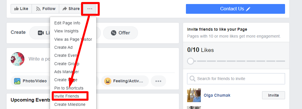 Facebook Business Page Invite