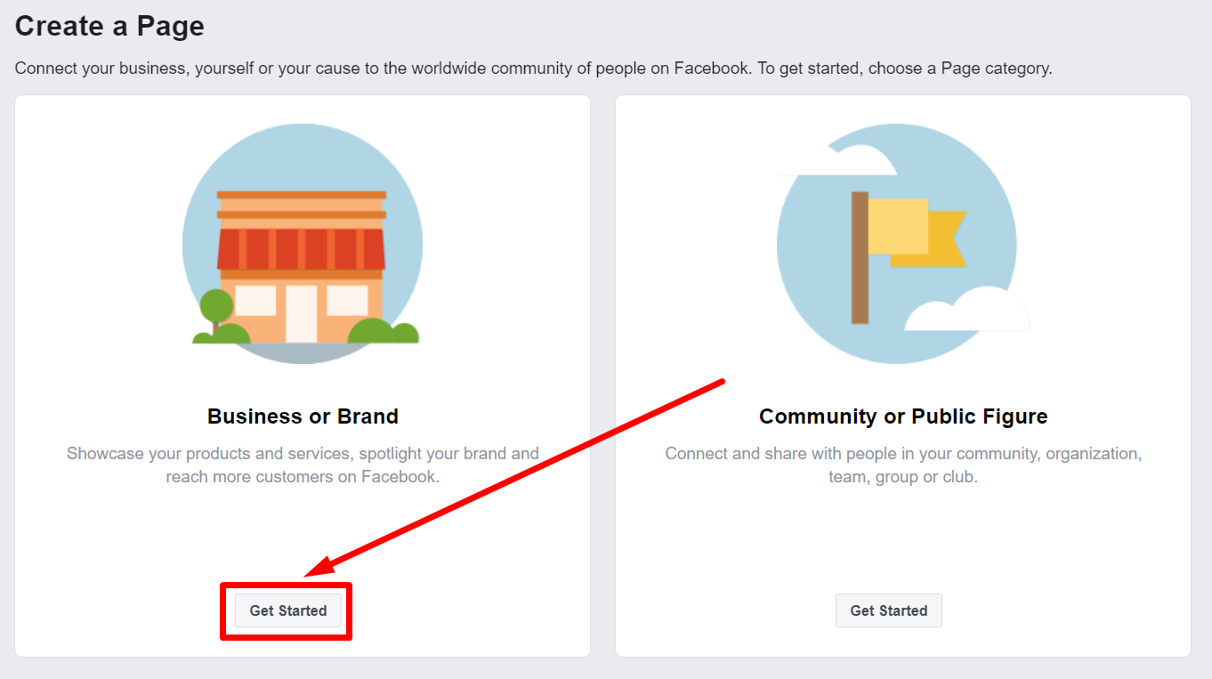Facebook Business Page Choose an activity profile