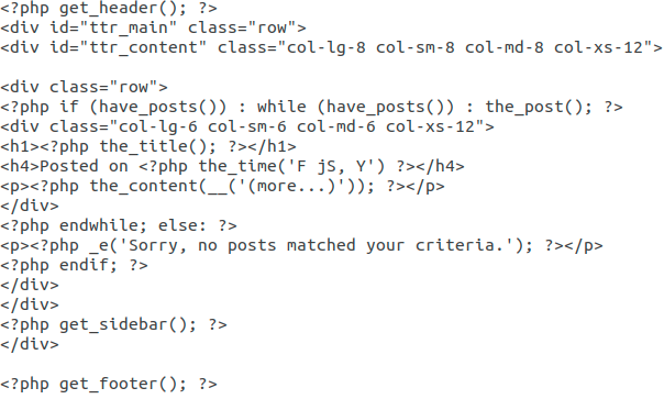 index.php Create A New WordPress Theme
