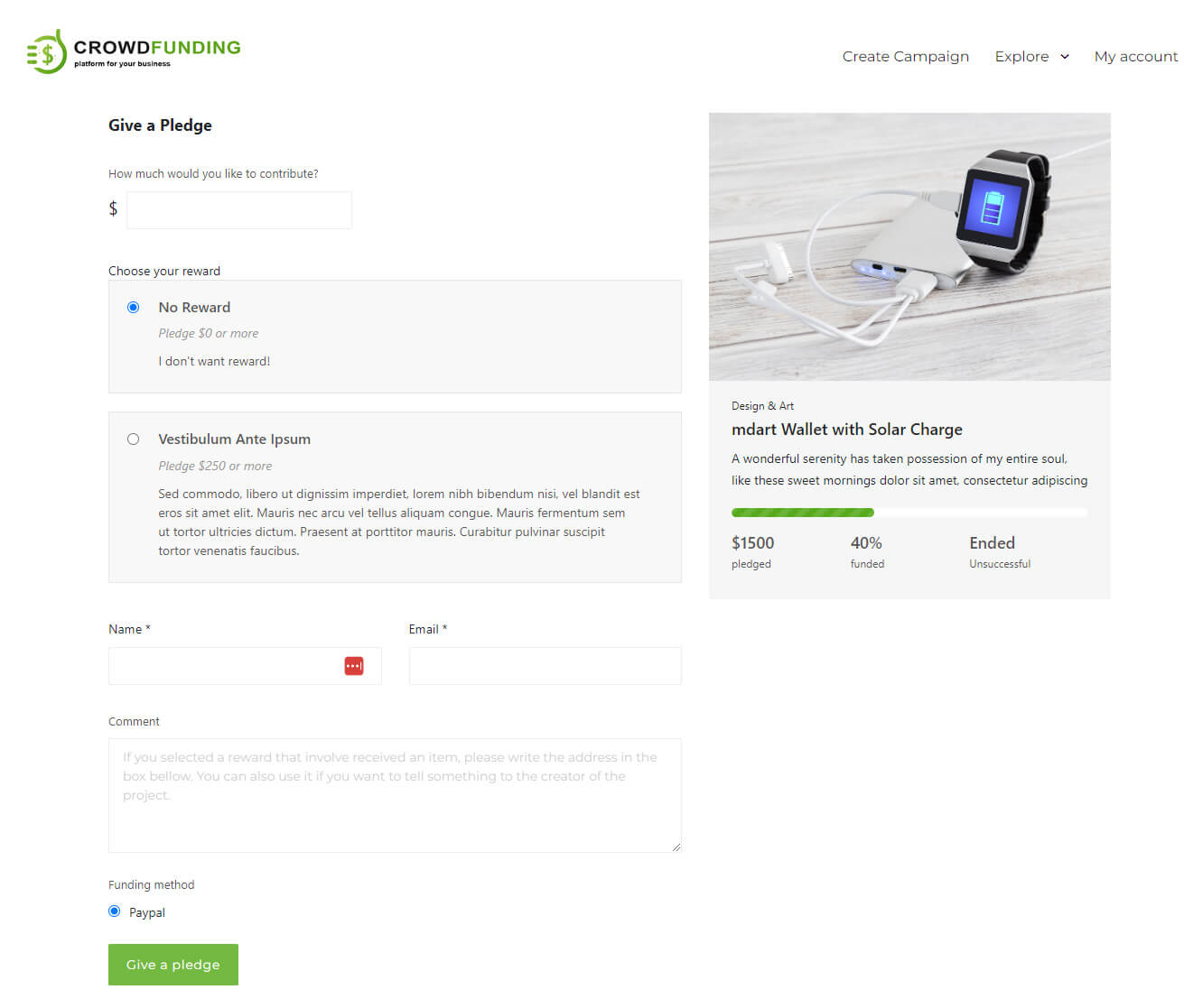 crowdfunding platforms example