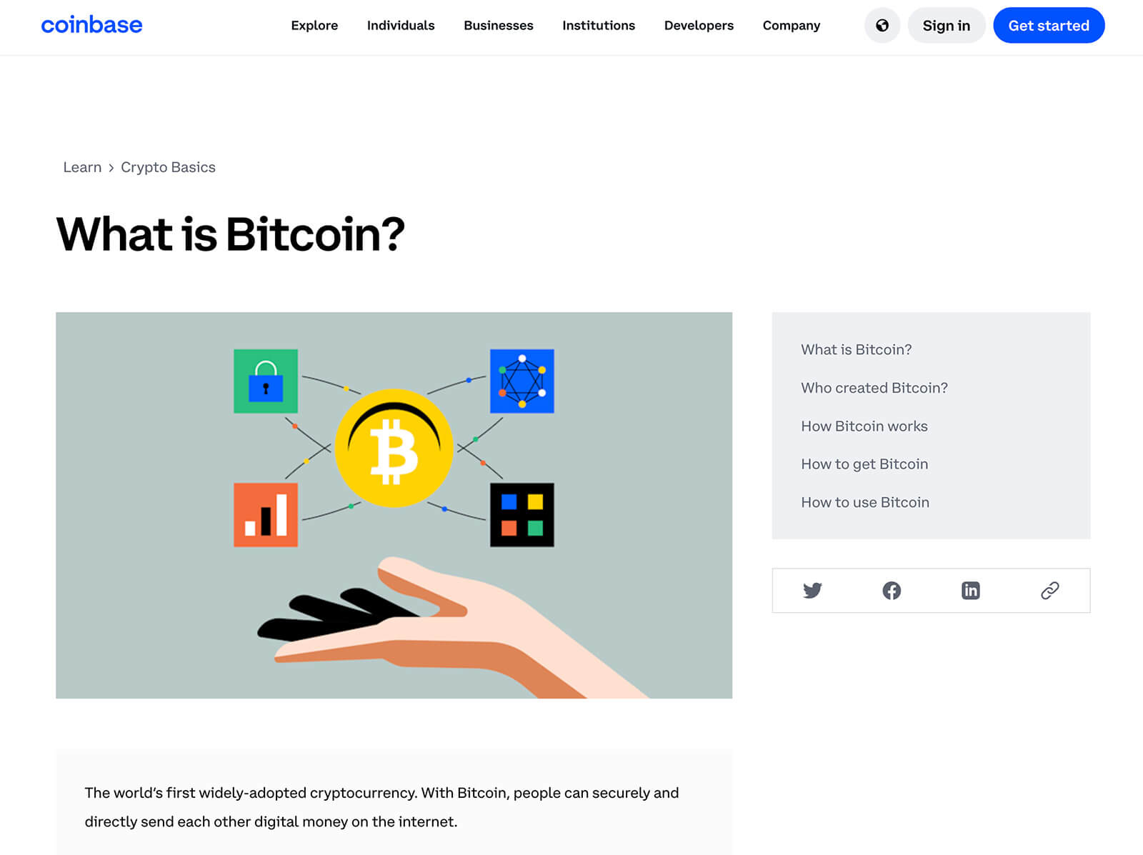 Crypto blog on Coinbase