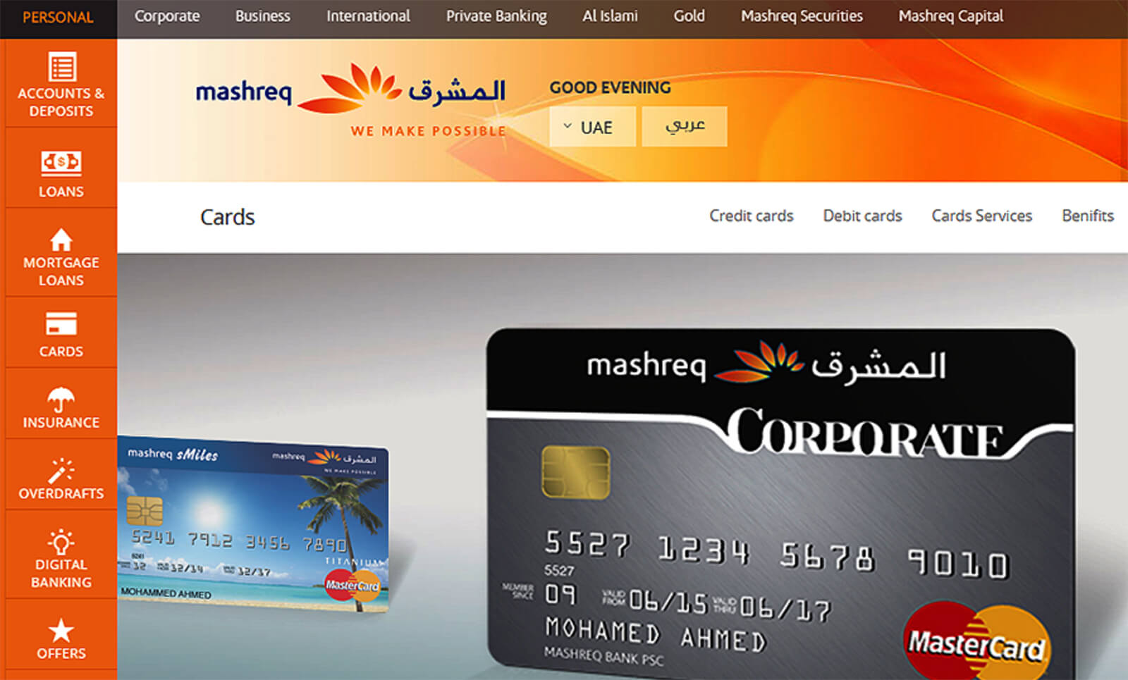 Mashreq Bank Website