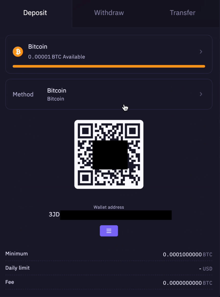 Kraken deposit feature