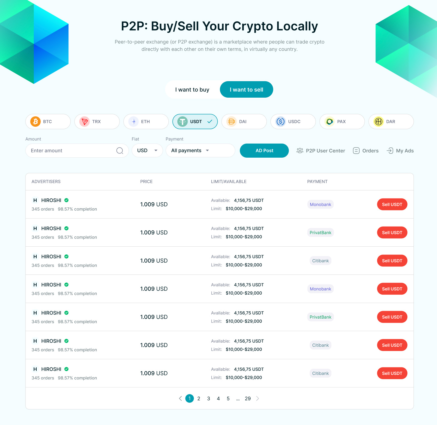 Merehead P2P Crypto Exchange