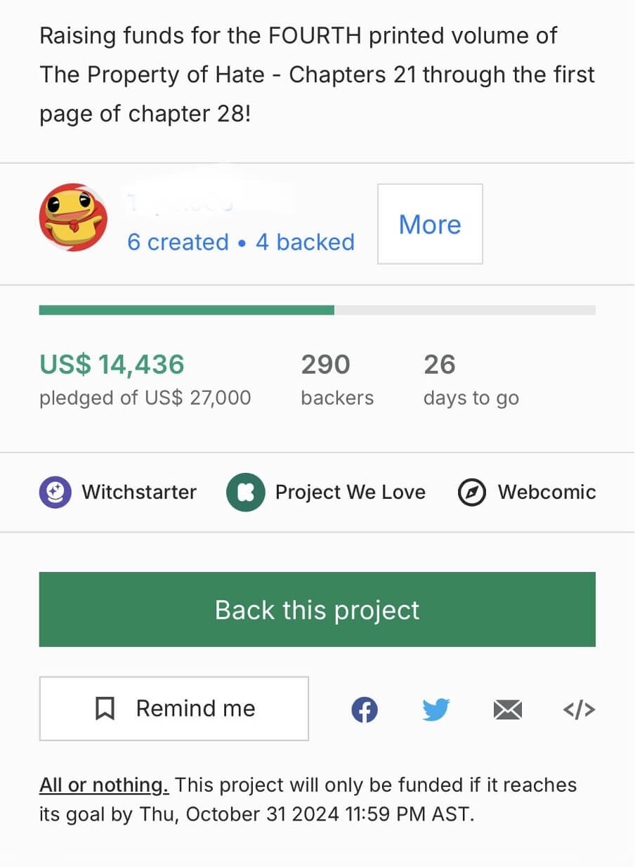 Exemplo de um projeto na plataforma de crowdfunding