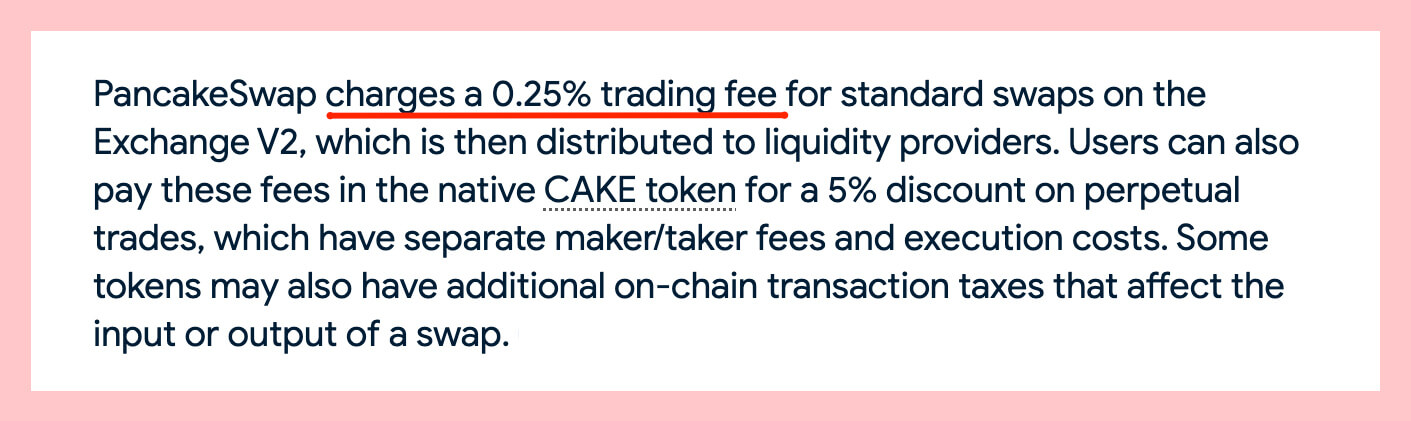 Pancakeswap fees