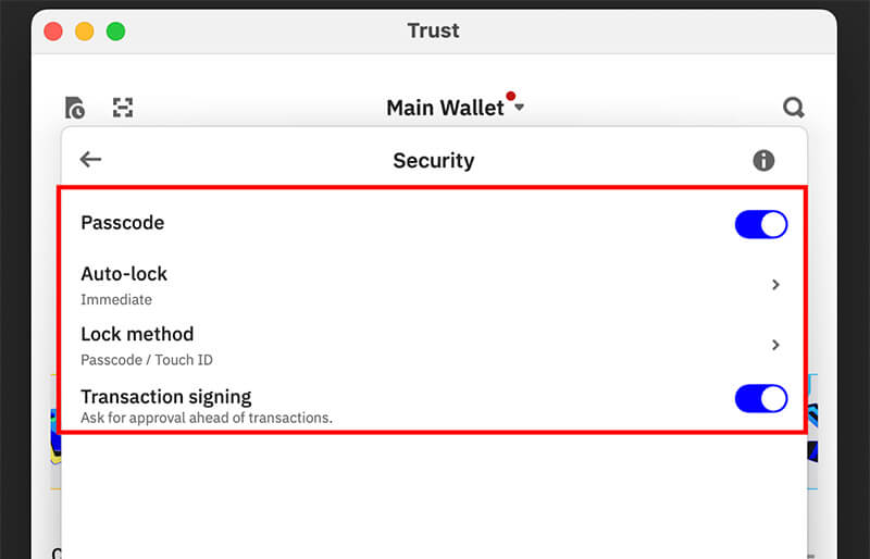 Trust wallet: Security
