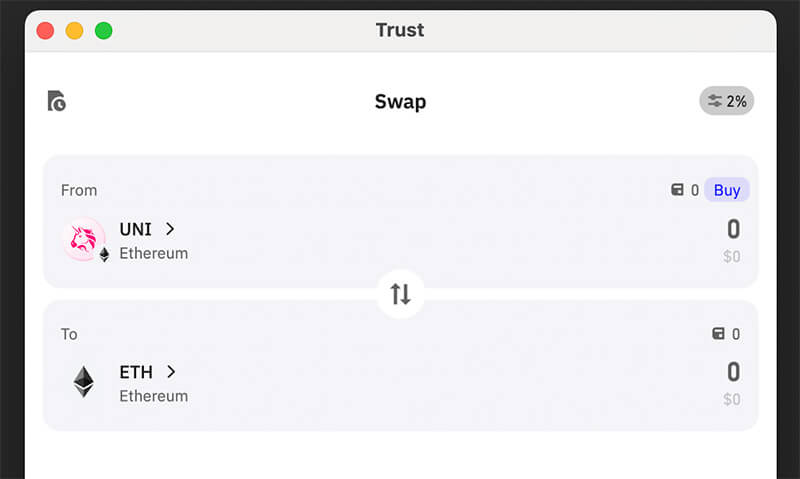 Trust wallet: Swap