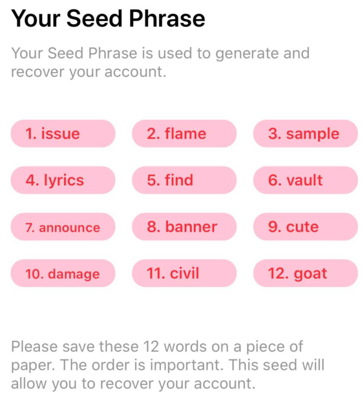 Seed Phrase