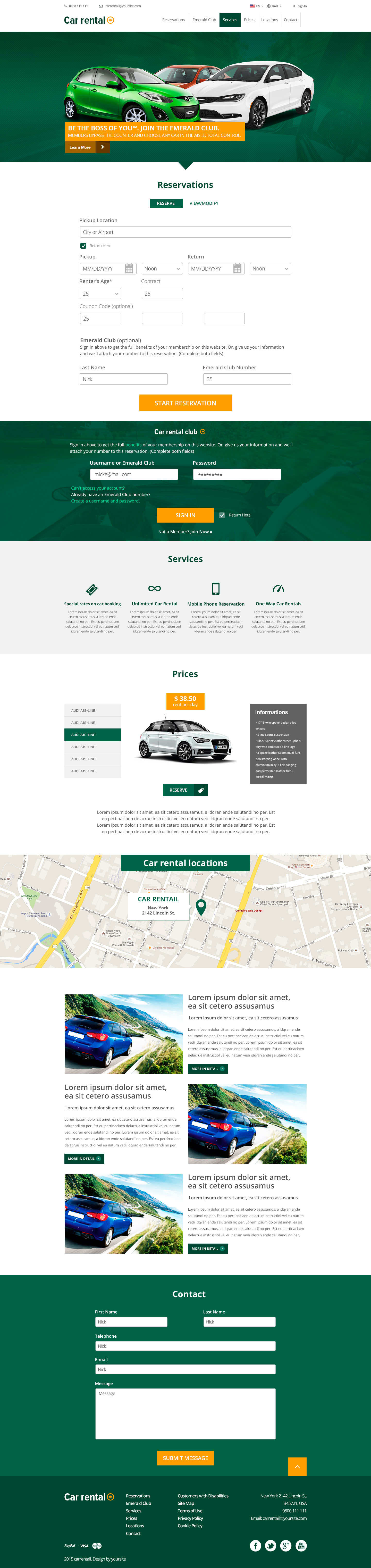 Car rental - Landing page - Web-design - Merehead Development
