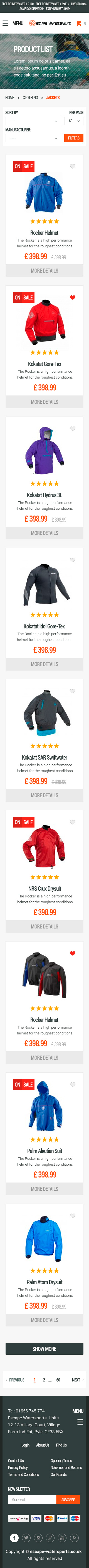 E-commerce website for water sports equipment  - E-commerce project - Web-design - Merehead Development