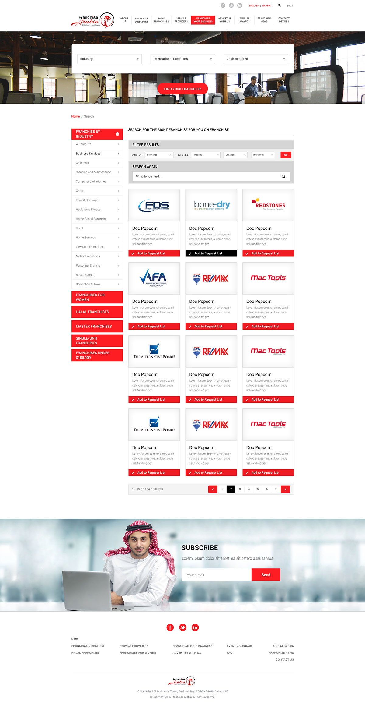 Franchise Arabia - Business project - Web-development - Merehead Development