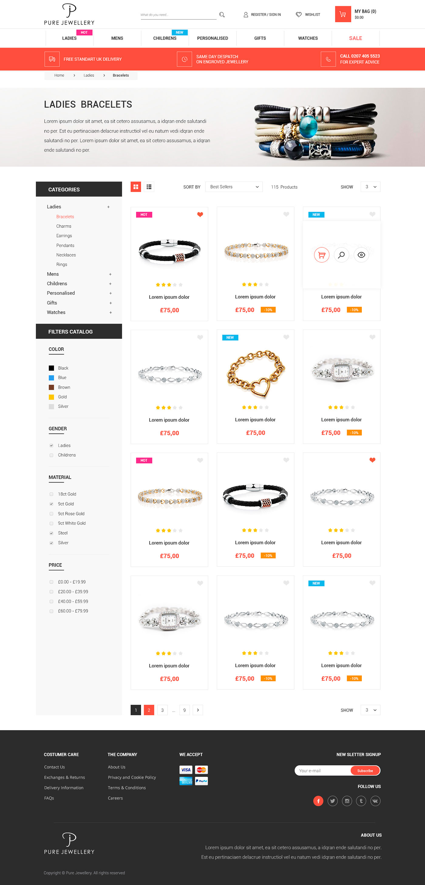 Pure Jewellery - E-commerce project - Web-Design - Merehead Development
