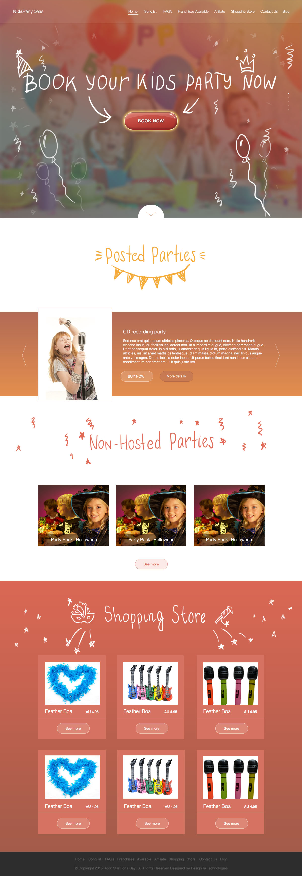 Kids Party Ideas - Landing page - Web-design - Merehead Development