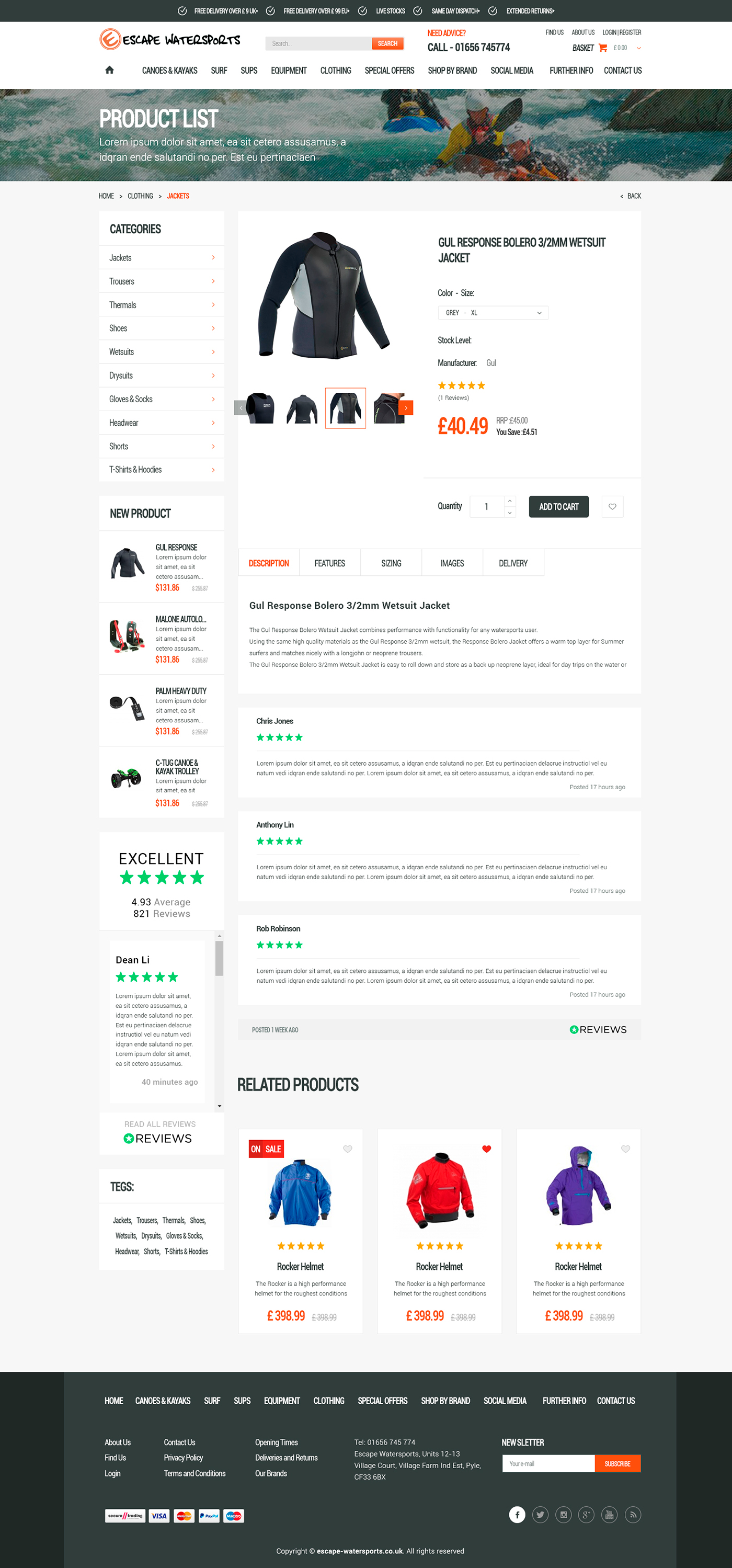 E-commerce website for water sports equipment  - E-commerce project - Web-design - Merehead Development