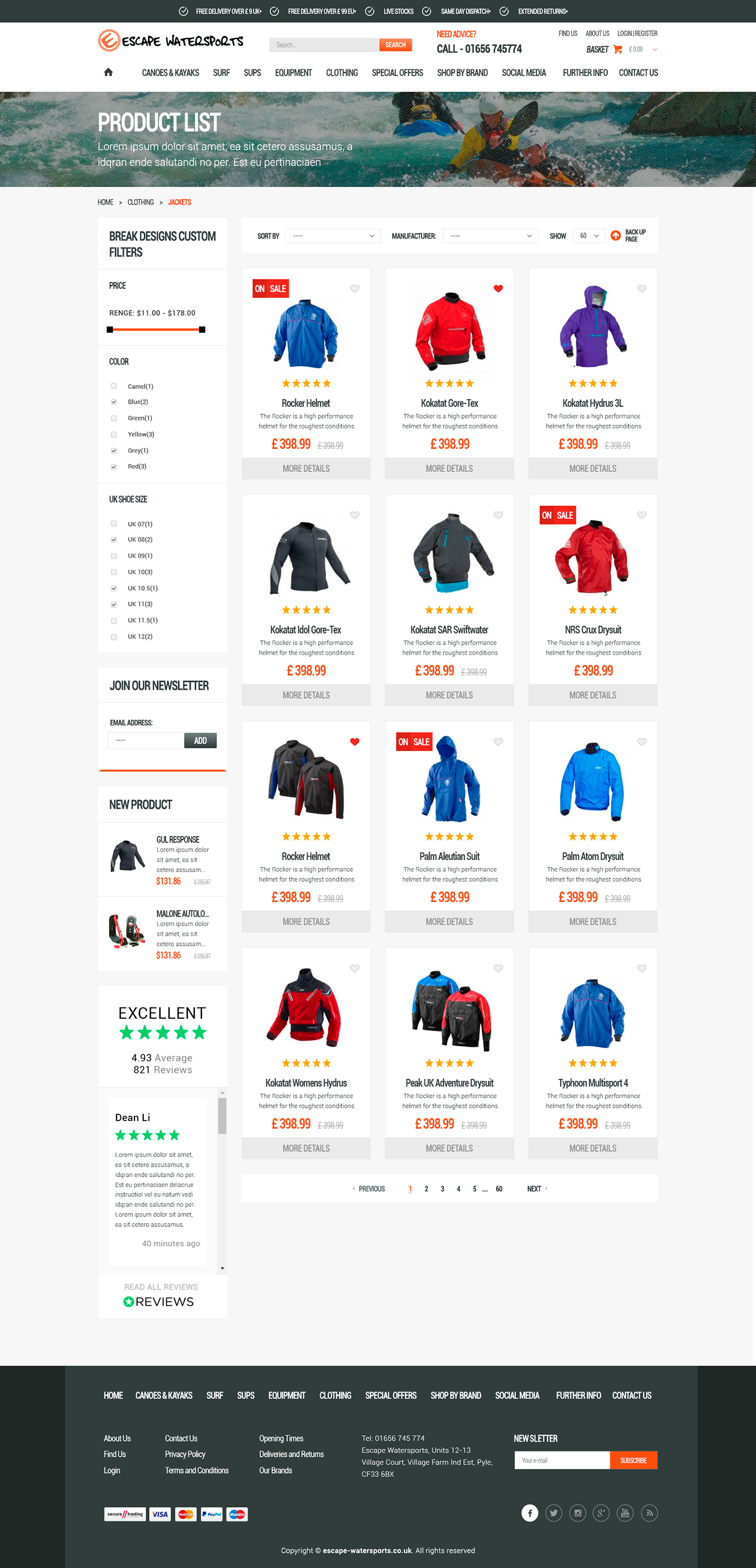 E-commerce website for water sports equipment  - E-commerce project - Web-design - Merehead Development