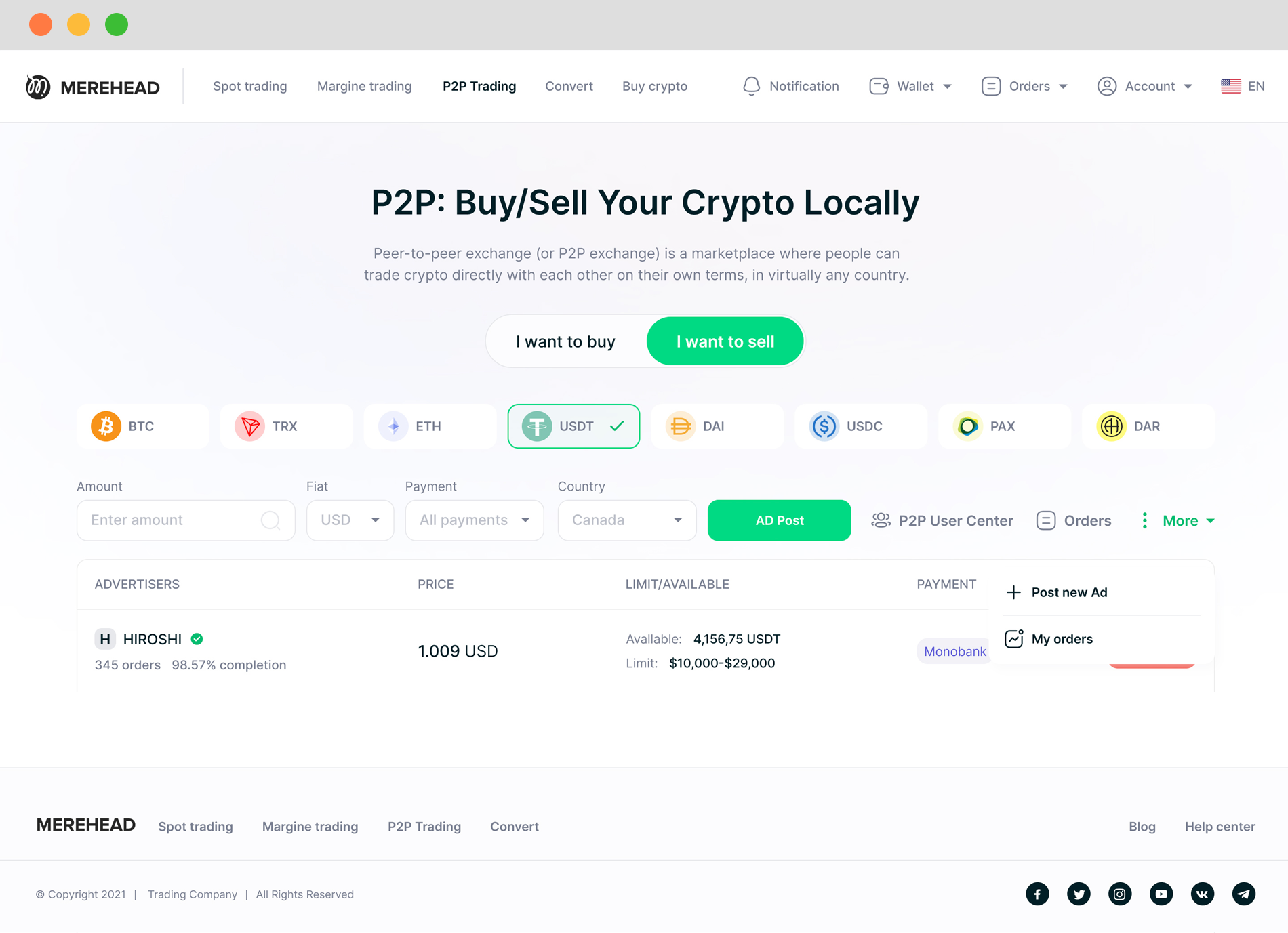 Remitano Clone Script for Your P2P Crypto Exchange — See the platform interface